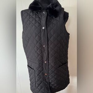Jones New York Quilted Black Vest
